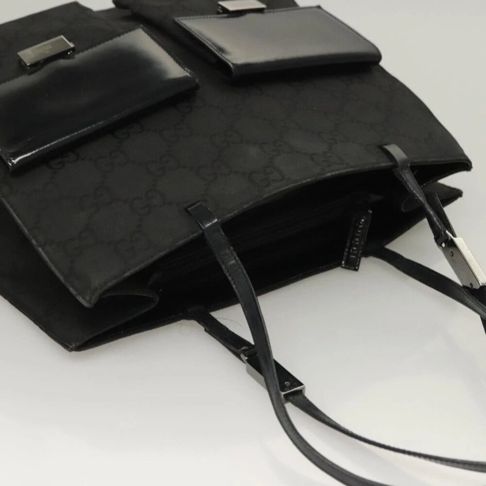 GUCCI GG Canvas Tote Bag Silver Black Auth 133326 - Picture 7 of 16